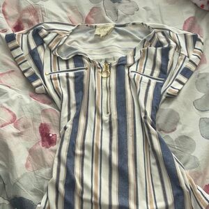 Striped Blue and Tan Women's Top